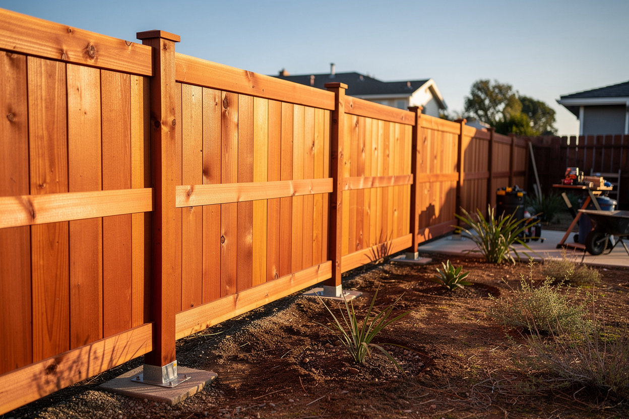 Redwood Privacy Fence Installation